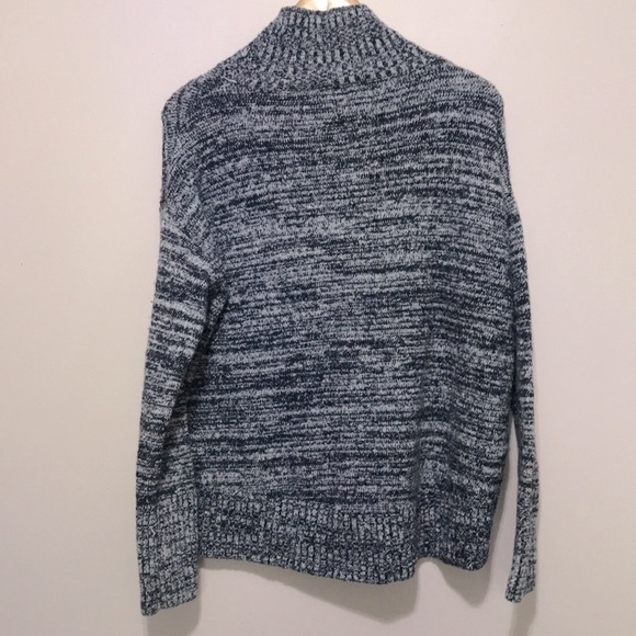 CYNTHIA Rowley wool blend turtleneck hi low sweater blue marled size Small - Picture 4 of 9
